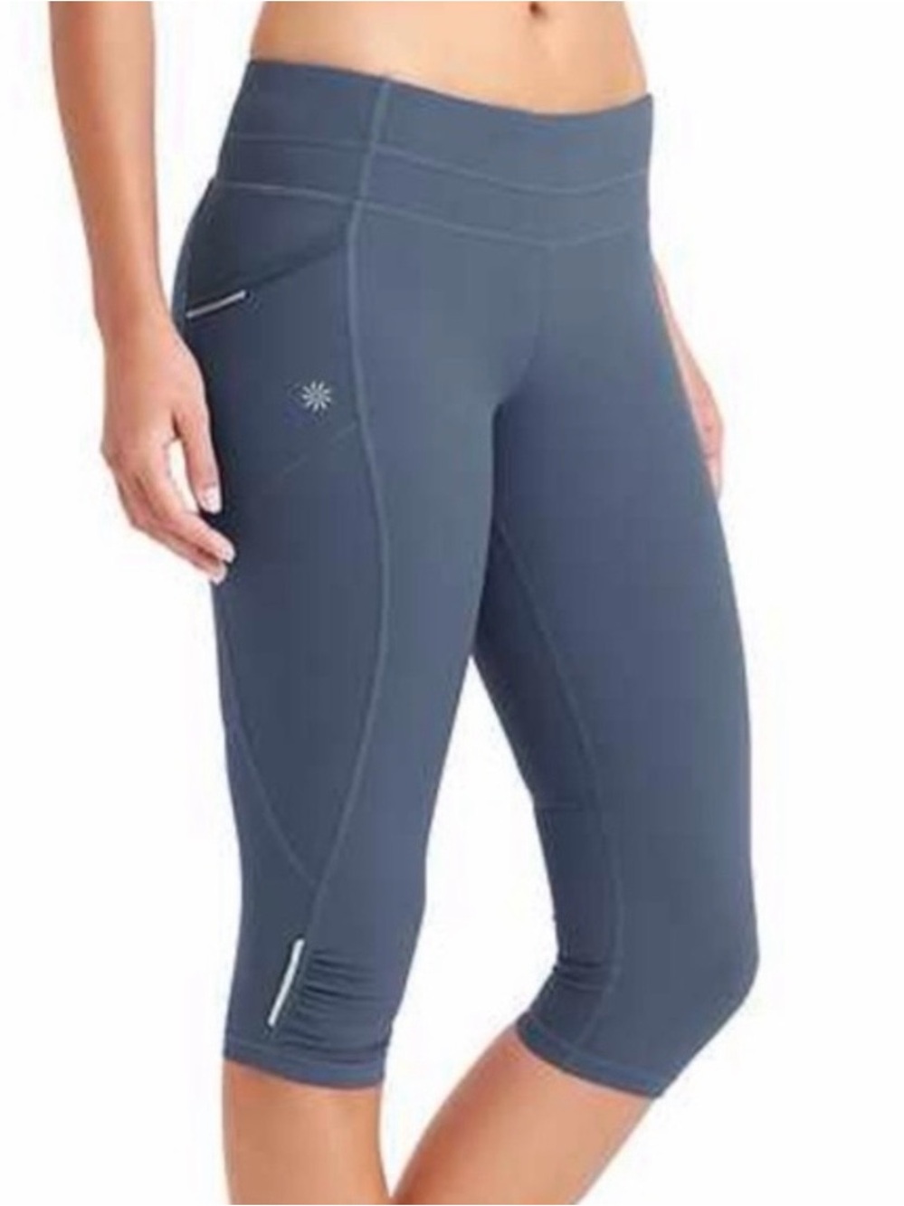 Athleta Dobby Be Free Knicker Capri Leggings Ice Blue Medium